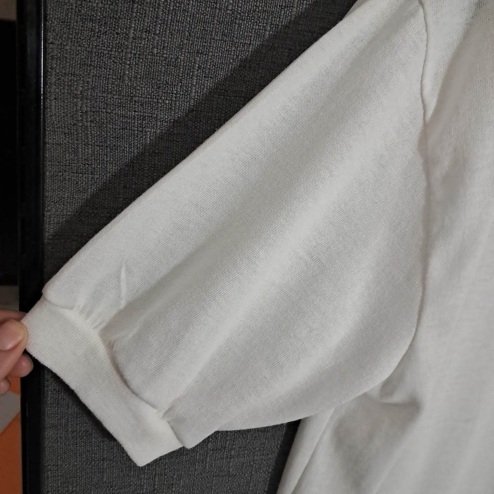 Vintage American Polo Shirt Large Short Sleeve Off White Baseball Single‎ Stitch - Picture 12 of 13